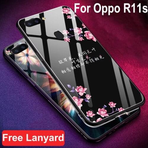 Coque For Oppo R11s case Luxury tempered glass + soft edge cover For Oppo r11s glass case 6.01'' For Oppo r11 s cases shell