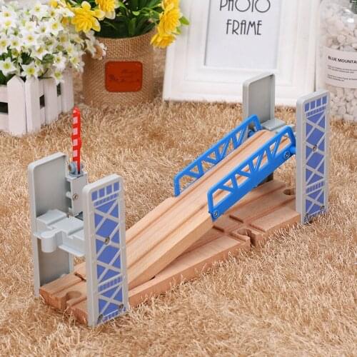 Wooden Train Tracks Railway Toys Set Wooden Double Deck Bridge Wooden Accessories Overpass Model Kids Toys Childrens Gifts