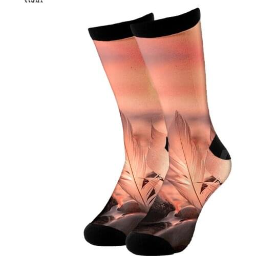 Nature Scenery 3D Over Printed Fashion Long Straight Socks Cycling Casual Novelty High Men Women Cotton Funny Colorful Leg Calf