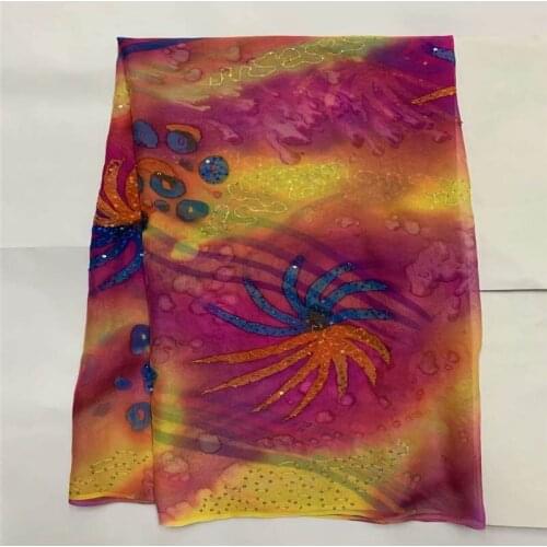 Hot Selling High Quality African Soft Silk Fabric 5 Yards For Garment Neat Embroidery On For Lady Dress Silk Fabric! LXF77315