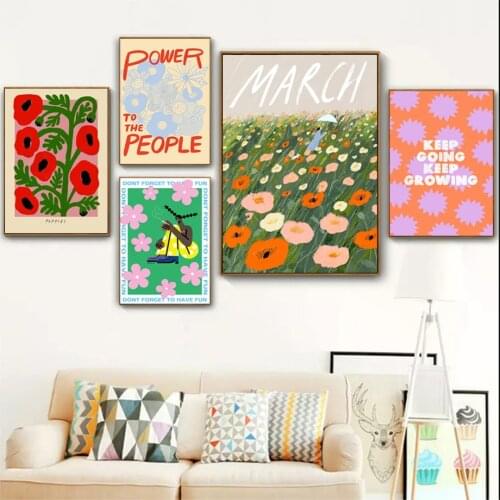 Modern Abstract Girl Colorful Flowers Wall Art Canvas Painting Posters And Prints Wall Pictures For Living Room Decor Aesthetics