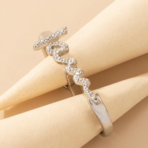 Tocona Charming Letter Love Couple Rings for Women Men Romantic Geometry Silver Color Couple Ring Wedding Jewelry кольца 20264