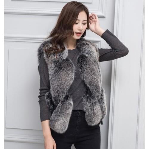 Real Fox Coat Women Clothes Winter Warm Short Vest Korean Vintage Fur Waistcoat Jacket Manteau Femme Hiver ZL682