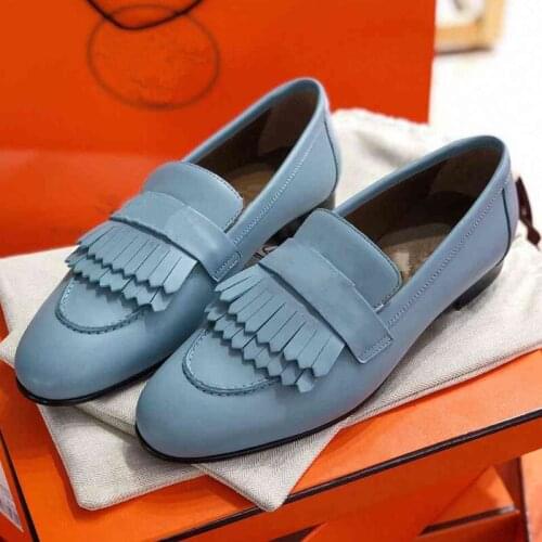 2020 Spring Women Single Shoes Patent Leather Thick Heels Tassel Loafers Casual Comfortable British College Style Women Shoes