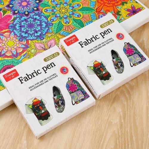 12/24Pcs Clothes Textile Marker Fabric Paint Pen DIY Crafts T-shirt Pigment Painting Pen School Home Stationery Graffiti Supply