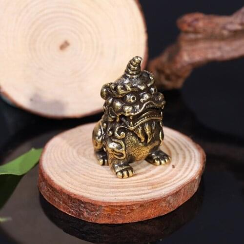 Mini Antique Lion Pure Brass Mini Ornaments Home Office Decorate Brass Ornaments Accessories Pure Copper Lion Small