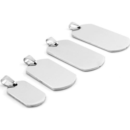 Stainless Steel Five sizes blank ID dog tags for DIY pendant both sides mirror Polished charms 50pcs