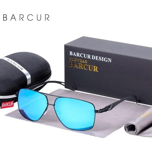 BARCUR Utralight Carbon Fiber Temple Stainless Steel Frame Men Polarized Sunglasses Eaywear Sun Glasses UV400 Protection