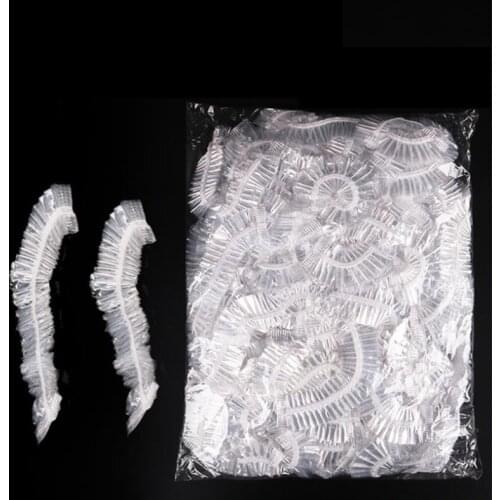 100pcs Disposable One-off Hotel Home Shower Bathing Clear Hair Elastic Caps Hats Transparent Thickened Strip Shower Cap
