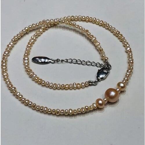 Beautiful boutique jewelry freshwater pearl necklace 2mm necklace and 8-9mm style necklace 16INCH