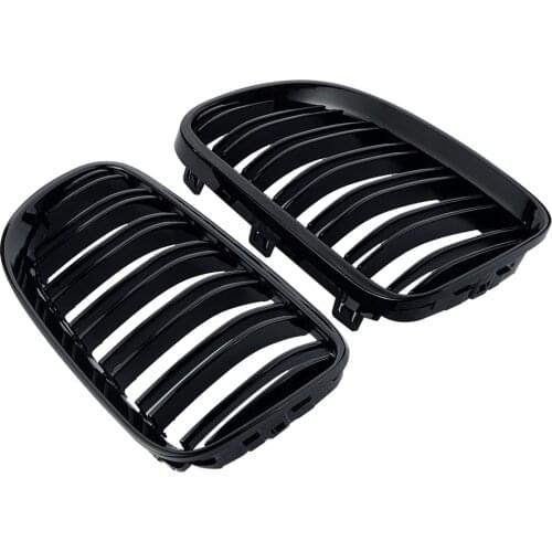 1 Pair gloss Black Double Line Front Kidney Grille Grill For BMW E92 LCI E93 318i 320i 328i 335i Coupe 2-DOOR 2010-2014 C/5