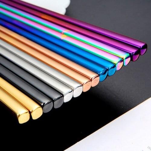 Useful Stainless Steel Chopsticks Metal Chop Sticks Tableware Silver Gold Multicolor Wedding Party Festival Occasions