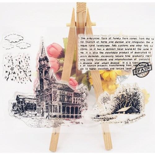 PANFELOU 11*16cm Castle manor Transparent Silicone Rubber Clear Stamps cartoon for Scrapbooking/DIY Easter wedding album