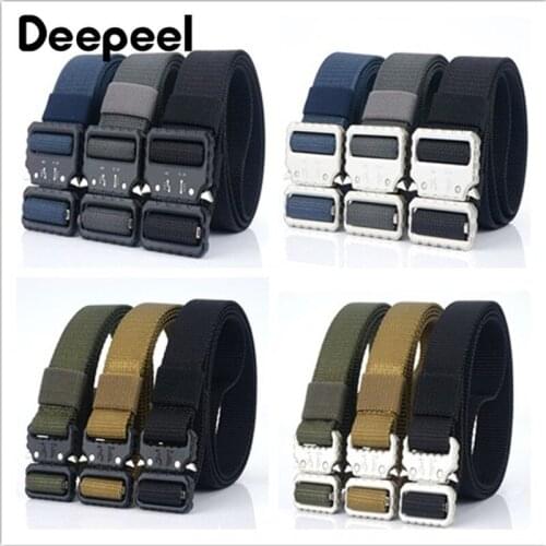 Deepeel 1pc 2.5X125cm/3.5X125cm Nylon Tactical Belt Canvas Weaving Belts for Men Women Wild Casual Sports Decor Jeans Accessory