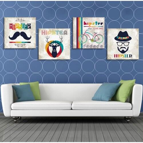 Retro And Hipster Canvas print Painting Posters Wall Art Picture For Living Room Home Decoration Frame Not Include