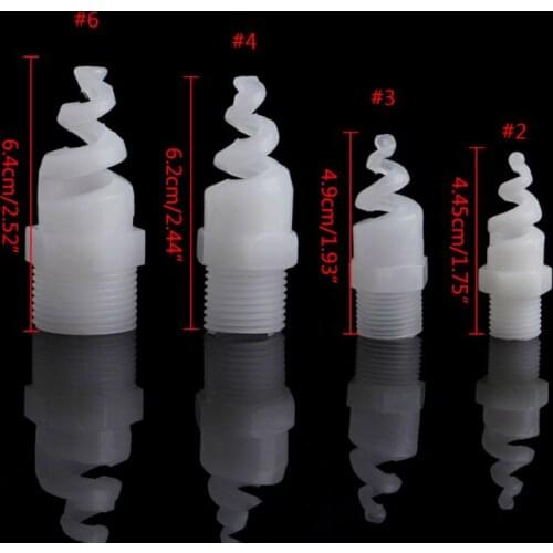 5Pcs Plastic PP Spiral Cone Nozzle Spray Sprinkler Head 1/4" 3/8" 1/2" 3/4" bspt