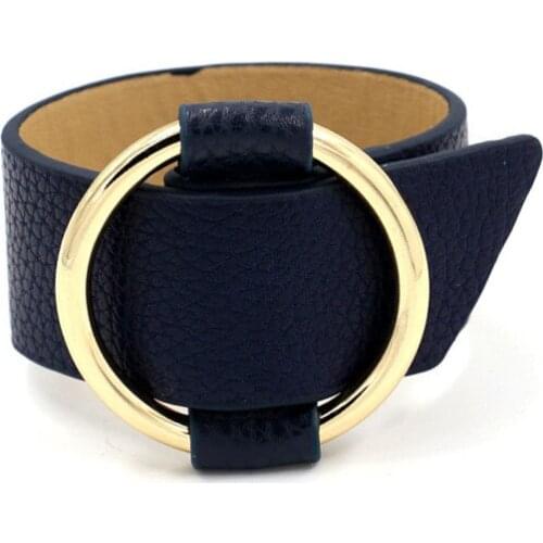 Stylish Wild Leather Bracelet With Adjustable Opening Metal Circle fashion Bracelet Man Women Punk Bangles New Accessories 2020