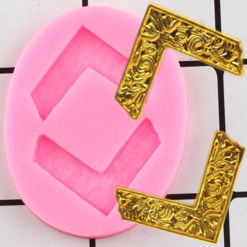 Corner Bracket Silicone Mold Baroque Relief Frame Cupcake Topper Fondant Cake Decorating Tools Candy Resin Clay Chocolate Moulds