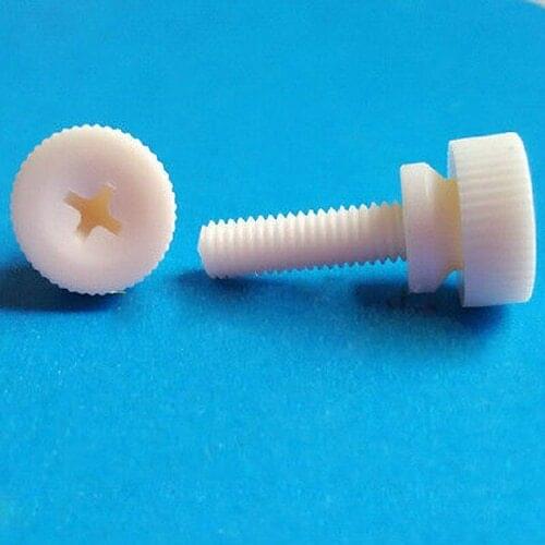 M6 Nylon phillips round head screw hand twist knurled bolts cross White Screws 12mm-25mm Length QTY 10Pcs