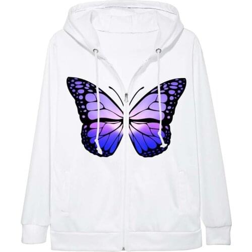 Colorful Butterfly Zip Hoodie 2D 3D Printing Unisex Hooded Casual Loose Oversized Warm Polyester Cardigan Jacket 2021 New Top
