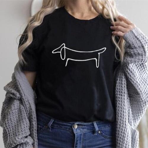 Cute Dog Print Ladies T-shirt Women Casual Fashion Basis O-neck Four Colors Short Sleeve Female T-shirt Love Pet Dog Printing