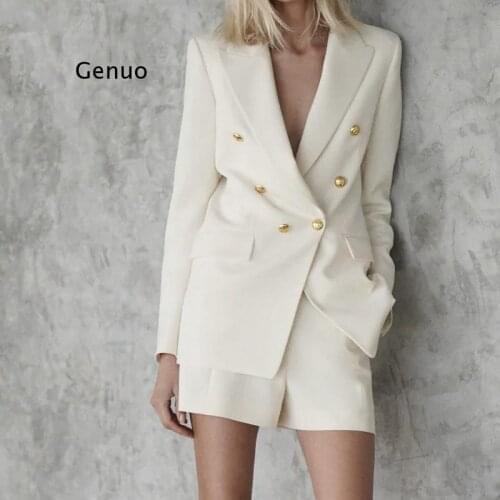 White Blazer for Women Blazer Double Breasted Jackets Ladies Formal Suit Jackets Back Vent Hem