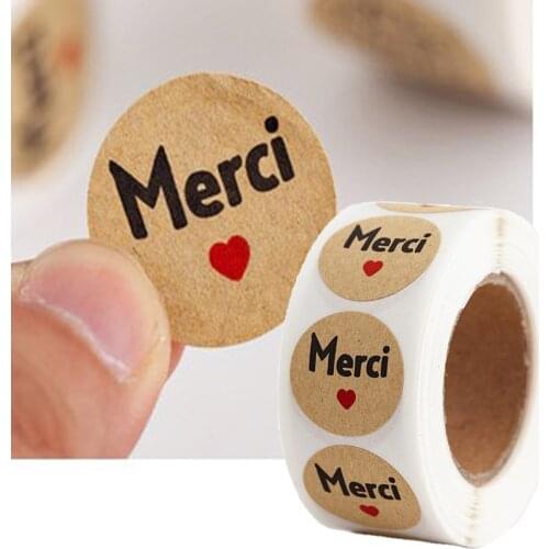500Pcs/roll Meric French Thank You Stickers For Your Order Seal Label Gift Packaging Decoration Stationery Thank You Stickers