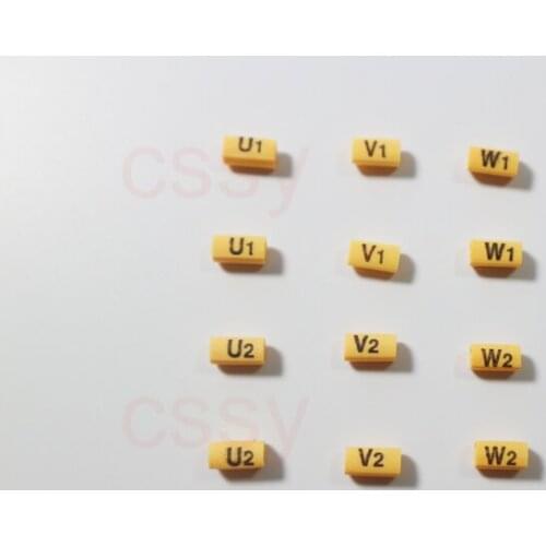 1000PCS 12mm2 500PCS 16mm2Motor number cable marker U1 V1 W1 U2 V2 W2 yellow