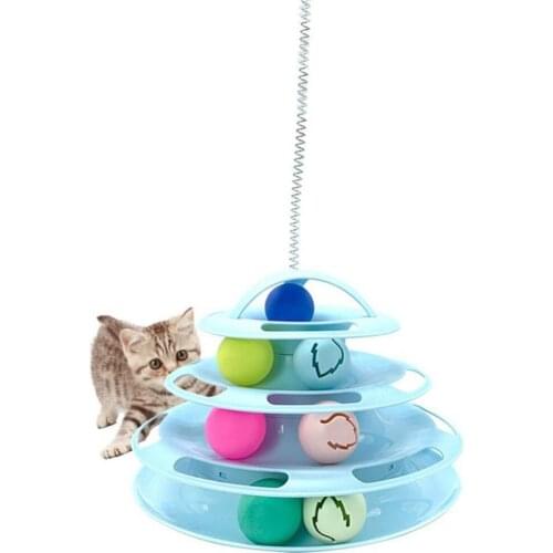 4-layer Track Roller Pet Cat Toy Ball Puzzle Tower Cat Toy Spring Faux Rat Pet Supply Accessories