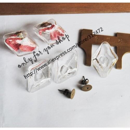 40sets Heart Glass bubble Pendant ,glass vial pendant & 10mm pad antique bronze earpin DIY glass vial stud earring