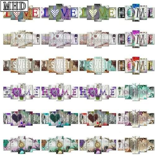 5 spell painting home sweet home full round diamond painting full square drill diamond embroidery wall sticker 16 style