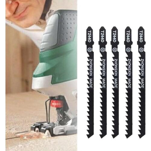 5PCS/SET T144D T244D T-Shank Jig Saw Blades Thick Teeth Woodworking Reciprocating Saw Blade For 4-50 mm Cardboard Fiberboard J3