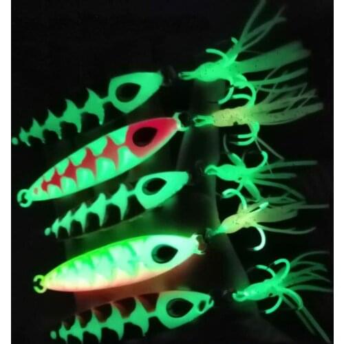 5PCS Deep Sea Slow Jig Zebra Glow Fishing Jigging Sinking Lure Jigbait Spoon Baits 80/100g