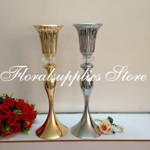55cm(21.6") Tall Gold Silver Wedding Party Road Lead Table Centerpiece Wedding Flower Vase Wedding Decoration