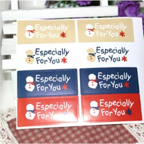 80pcs Cute Snowman Rectangle especially for you Paper Label Sticker Scrapbook for Christmas Gift Decoration