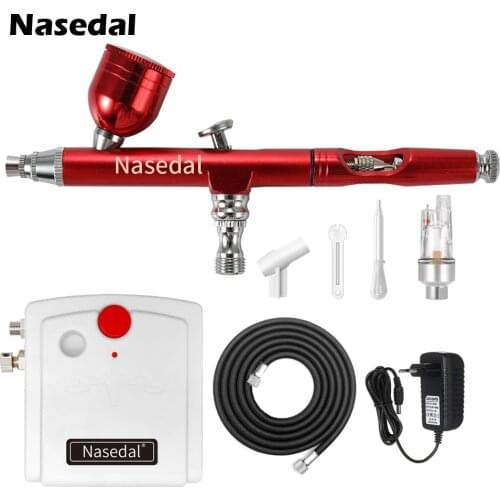 Nasedal 0.3mm Airbrush Compressor Kit Dual-Action Air Brush Cake Decor Spary Paint Gun Nail Art Paint Makeup Tattoo Spray Tool
