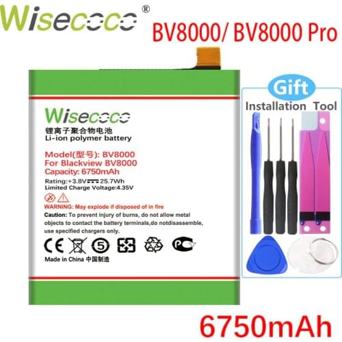 Wisecoco 6750mAh New Battery For Blackview BV8000 BV8000 Pro V636468P High quality Battery+Tracking Number