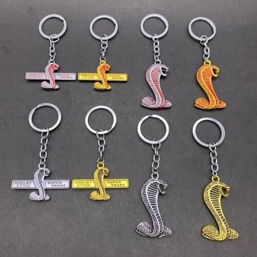 Auto Keychain Metal Cobra Snake Emblem Badge Car-styling Car Keyring Interior Accessories Key Ring