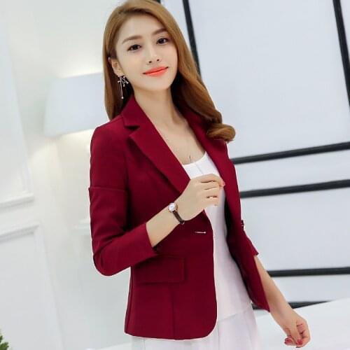 Single Button Business Ladies Blazers Women 2020 Spring Autumn Slim Solid Women Suit Short Jacket Blazer Femme Office Tops Coats