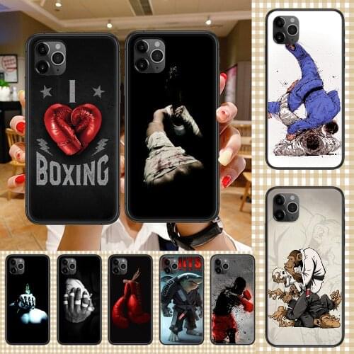 Martial Arts MMA Boxing Gloves Phone Case Cover Hull For iphone 5 5s se 2 6 6s 7 8 12 mini plus X XS XR 11 PRO MAX black trend
