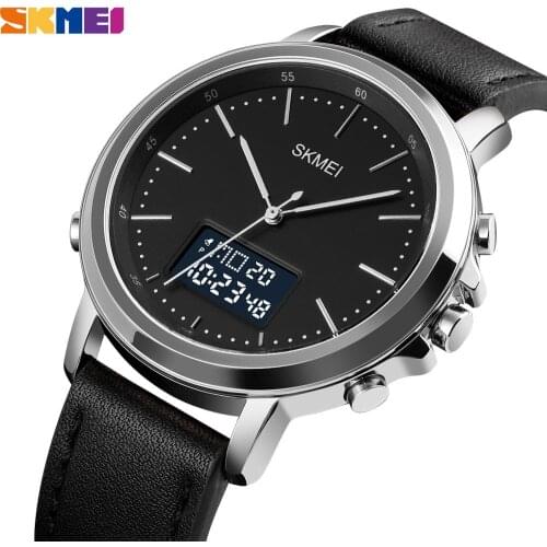 SKMEI Top Brand Men Minimalism Sports Watches Fashion Vintage Leather Strap Electronic Mens Watch Clock Digital Wristwatch 1652