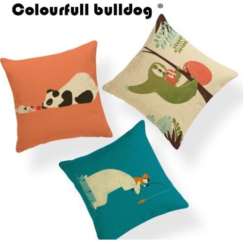 Elephant Panda Eagle Cushion Koala Giraffe Pillow Cases Wolf Whale Home Dinosaur Penguin Throw Pillows Fox Flower 18X18 Burlap