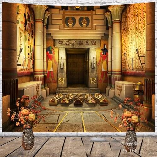 Egyptian temple tapestry bedroom wall fabric blanket home decor backdrop tapis mural trippy tapestry