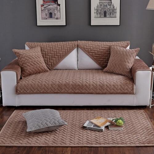 European Winter Warm Velvet Quilted Sofa Towel Soft Thicken Plush Sofa Cover Anti-slip Couch Covers Gray Color Bay Window Mat