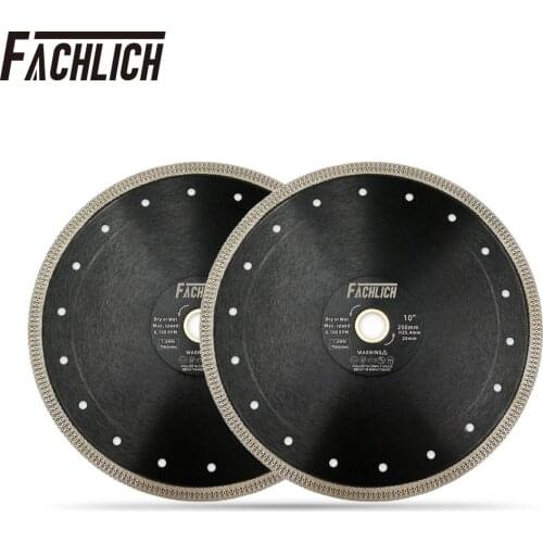 FACHLICH 2pcs for Marble Tile Ceramic Porcelain X Mesh Turbo Cutting Disc Diamond Superthin Tile Saw Blade Dia 250mm/10"