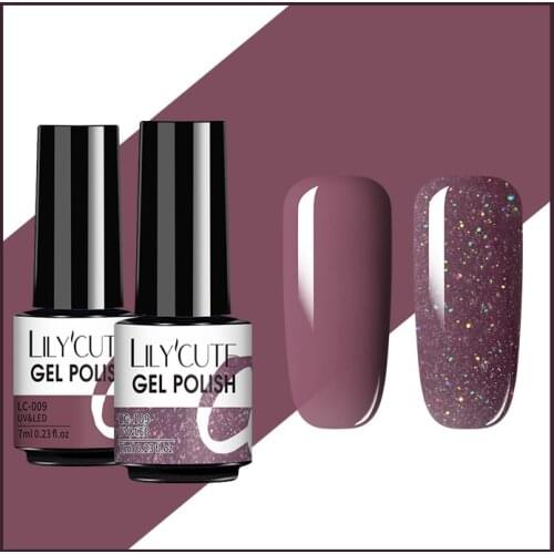 LILYCUTE 7ml 2pcs Nail Gel Polish Colorful Glitter Matte Long Lasting Soak Off UV LED Hybrid Varnish Nail Art Design Gel