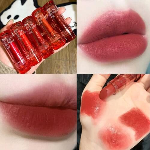 Moisturizing Matte Lipstick Long Lasting Waterproof Strawberry Cherry Velvet 6 Colors Lipstick Dark Red Rose Tint Lips Makeup