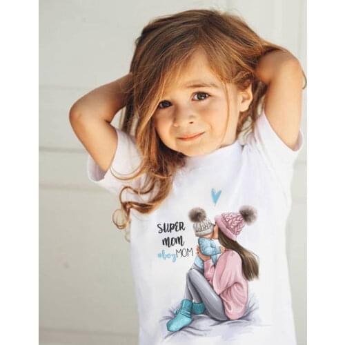 Summer Mom Baby Graphic Letters Girl Tshirt Vogue Boys T Shirts Mother And Baby Love Life Lovely Printing Kawaii Kids T Shirt
