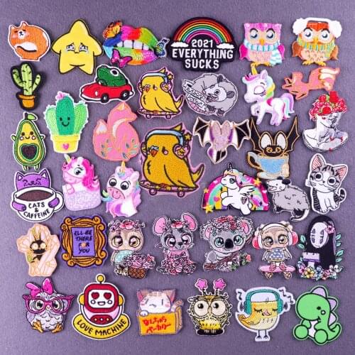 Cartoon Patch Unicorn Embroidered Patches For Clothes Dragon/ Koala Patches For Clothing Appliques For Diy T-shirt Badges Stripe