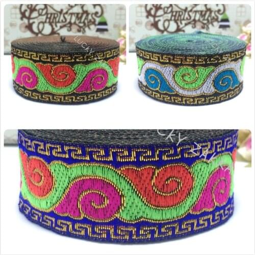 2015 new 1-1/2" 33mm 7yards/lot Zakka Handmade Accessories blue/green/black Ribbon Laciness Woven Jacquard Ribbon